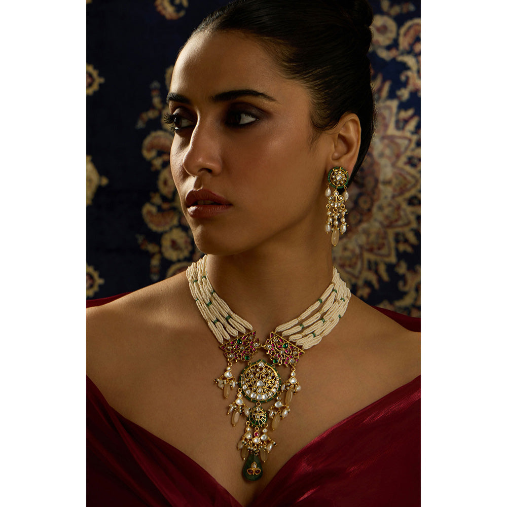 Joules By Radhika Regal Multi-Color Prowess Pearl Adornments Necklace Set