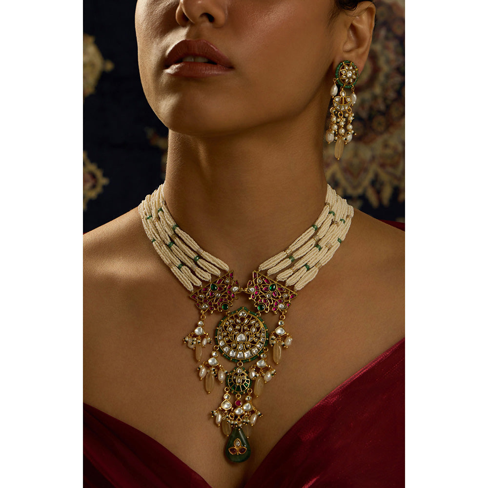 Joules By Radhika Regal Multi-Color Prowess Pearl Adornments Necklace Set