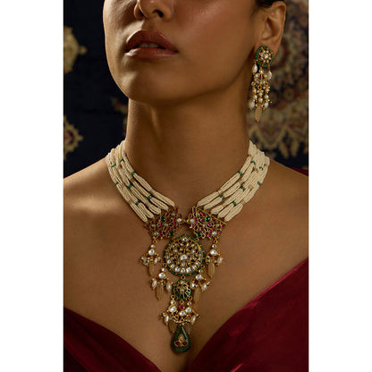 Joules By Radhika Regal Multi-Color Prowess Pearl Adornments Necklace Set