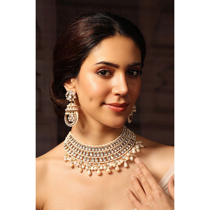 Joules By Radhika White Frost Bloom Pearl Necklace Set