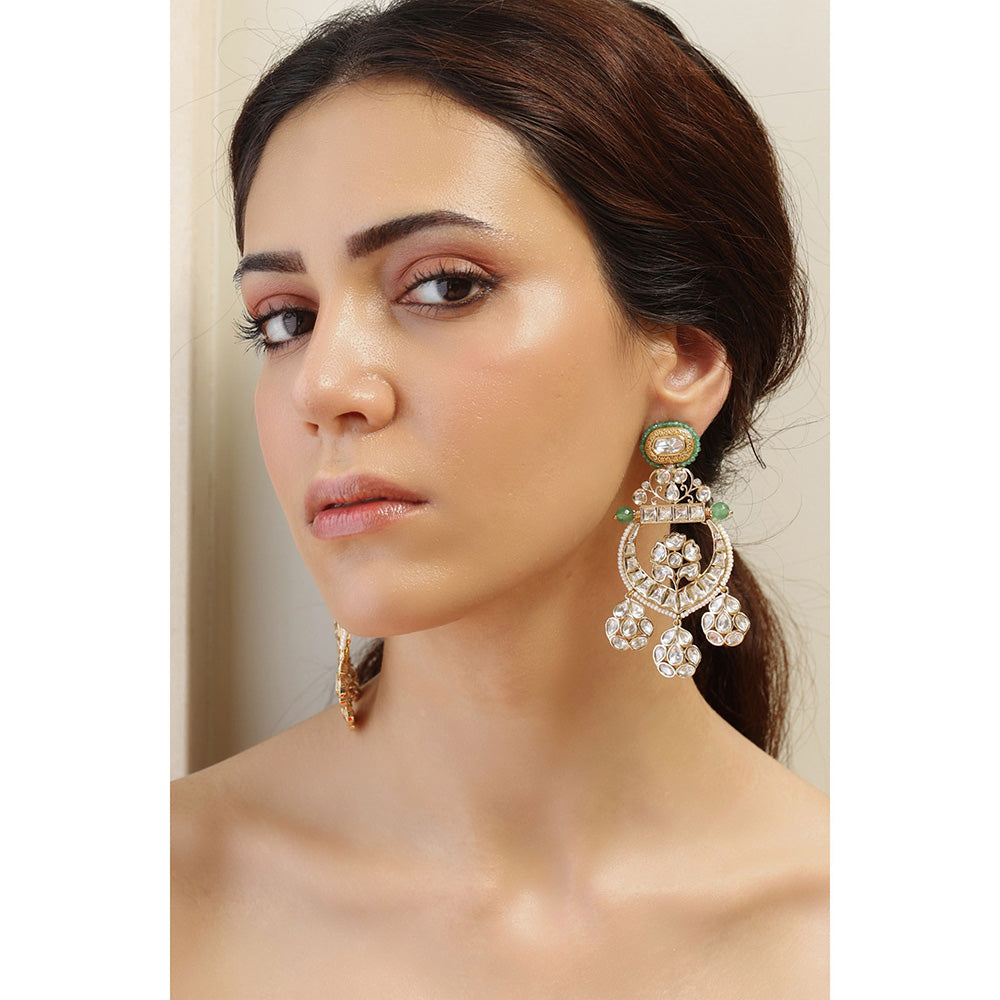 Joules By Radhika Green Starlight Gemstone Chandbali Earrings