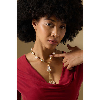 Joules By Radhika Sirena Gold Plated White Pearl Necklace