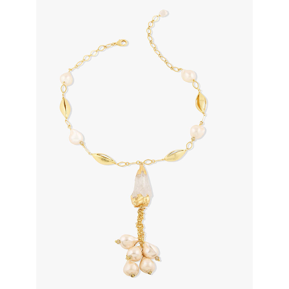 Joules By Radhika Sirena Gold Plated White Pearl Necklace