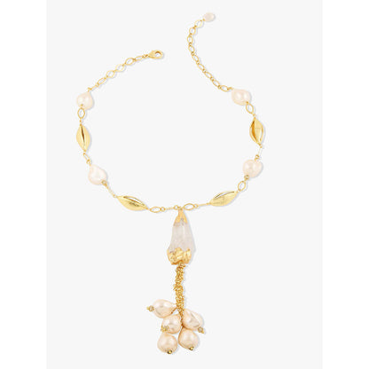 Joules By Radhika Sirena Gold Plated White Pearl Necklace
