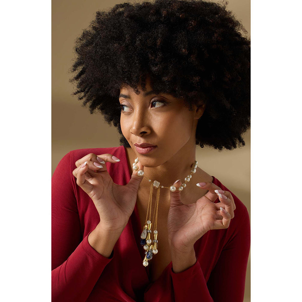 Joules By Radhika Maravilla Gold Plated Multi-Color Pearls Necklace