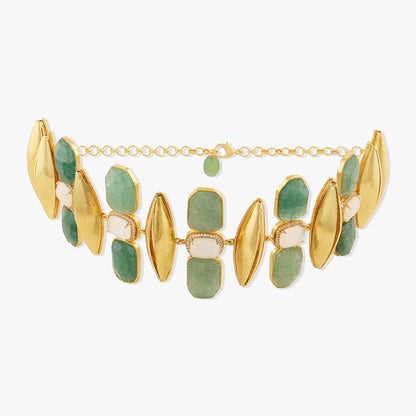 Joules By Radhika Virenys Gold Plated Green Stone Necklace