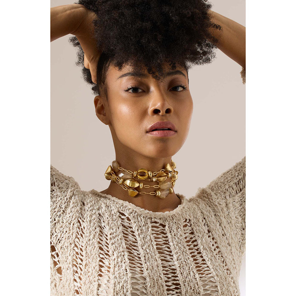 Joules By Radhika Maelis Gold Plated White Stone Choker Necklace