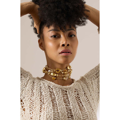 Joules By Radhika Maelis Gold Plated White Stone Choker Necklace