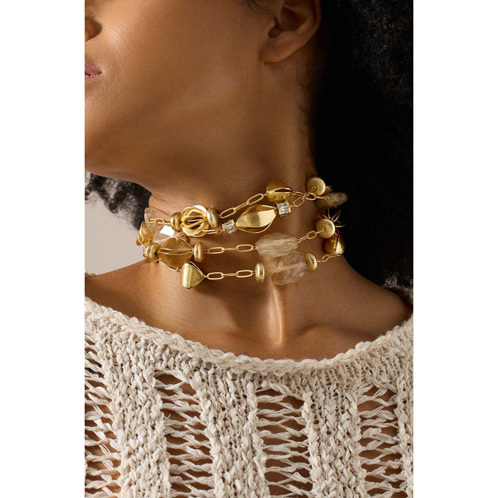 Joules By Radhika Maelis Gold Plated White Stone Choker Necklace