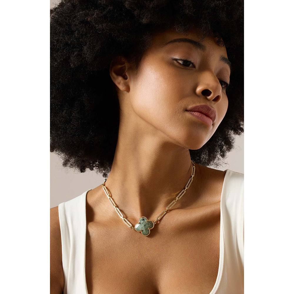 Joules By Radhika Norelia Gold Plated Green Stone Necklace