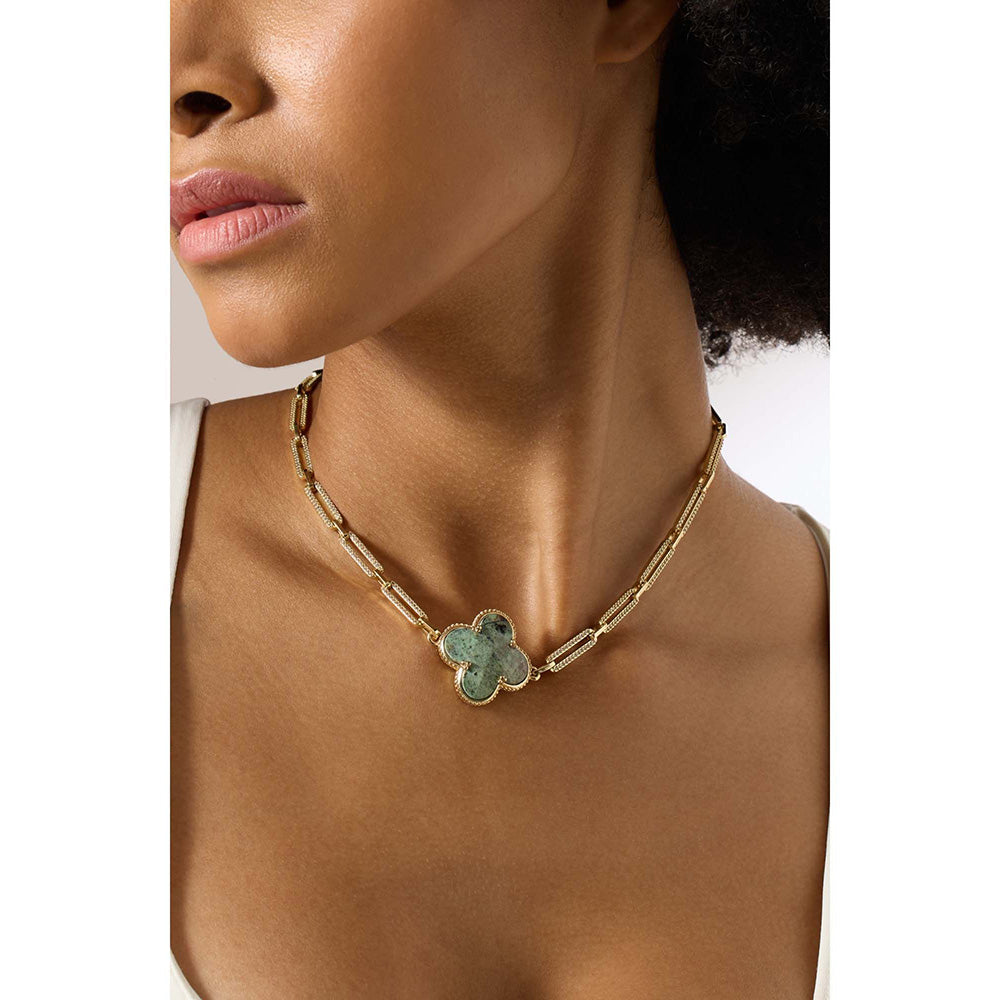 Joules By Radhika Norelia Gold Plated Green Stone Necklace