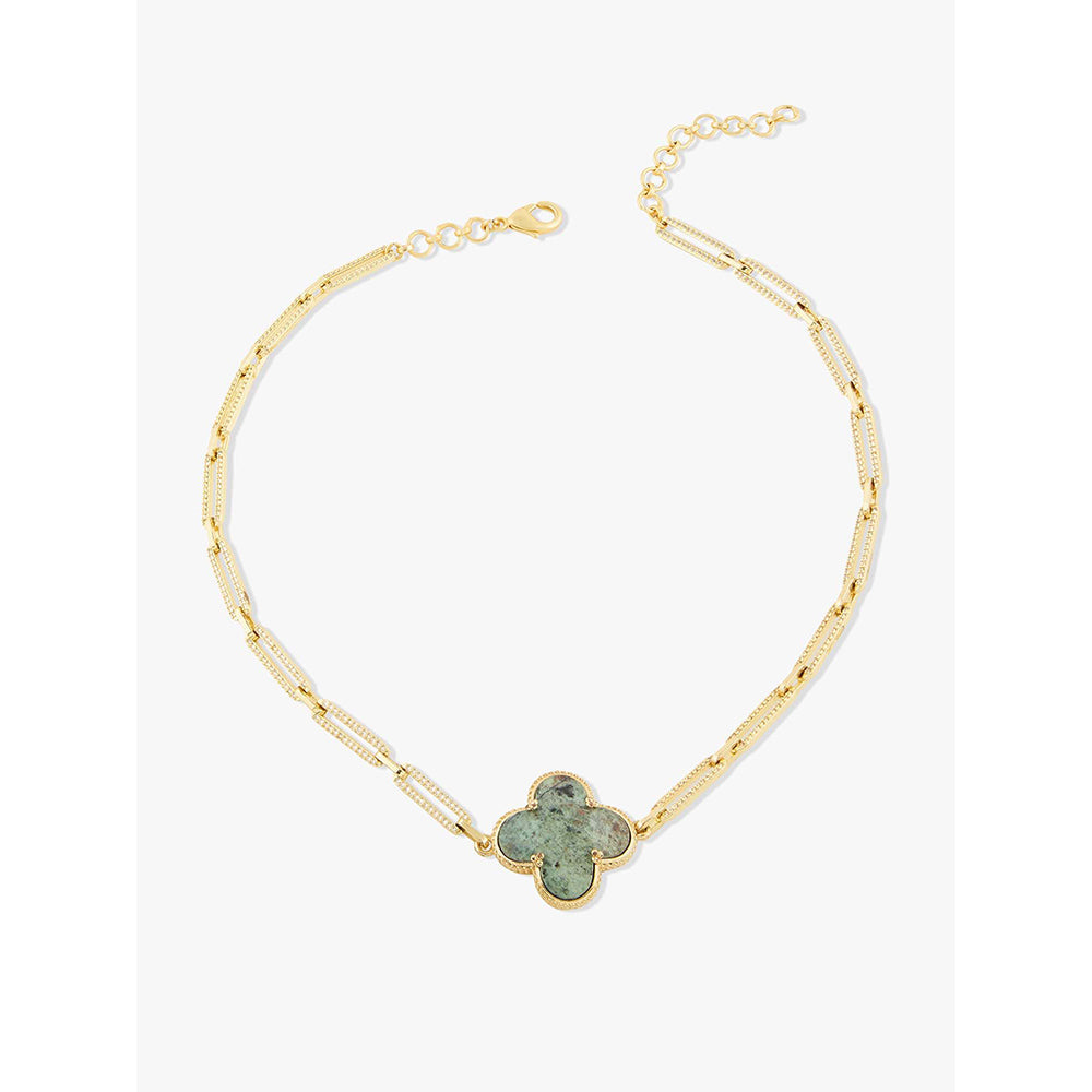 Joules By Radhika Norelia Gold Plated Green Stone Necklace