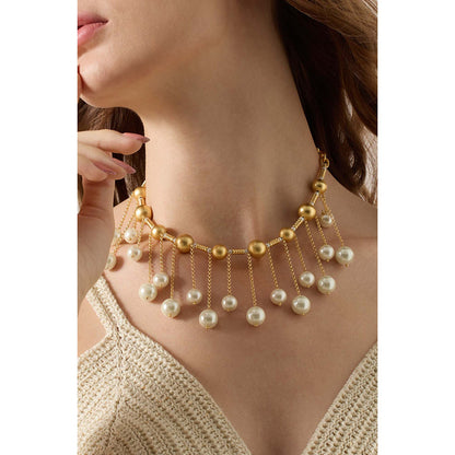 Joules By Radhika Selket Gold Plated White Pearl Necklace
