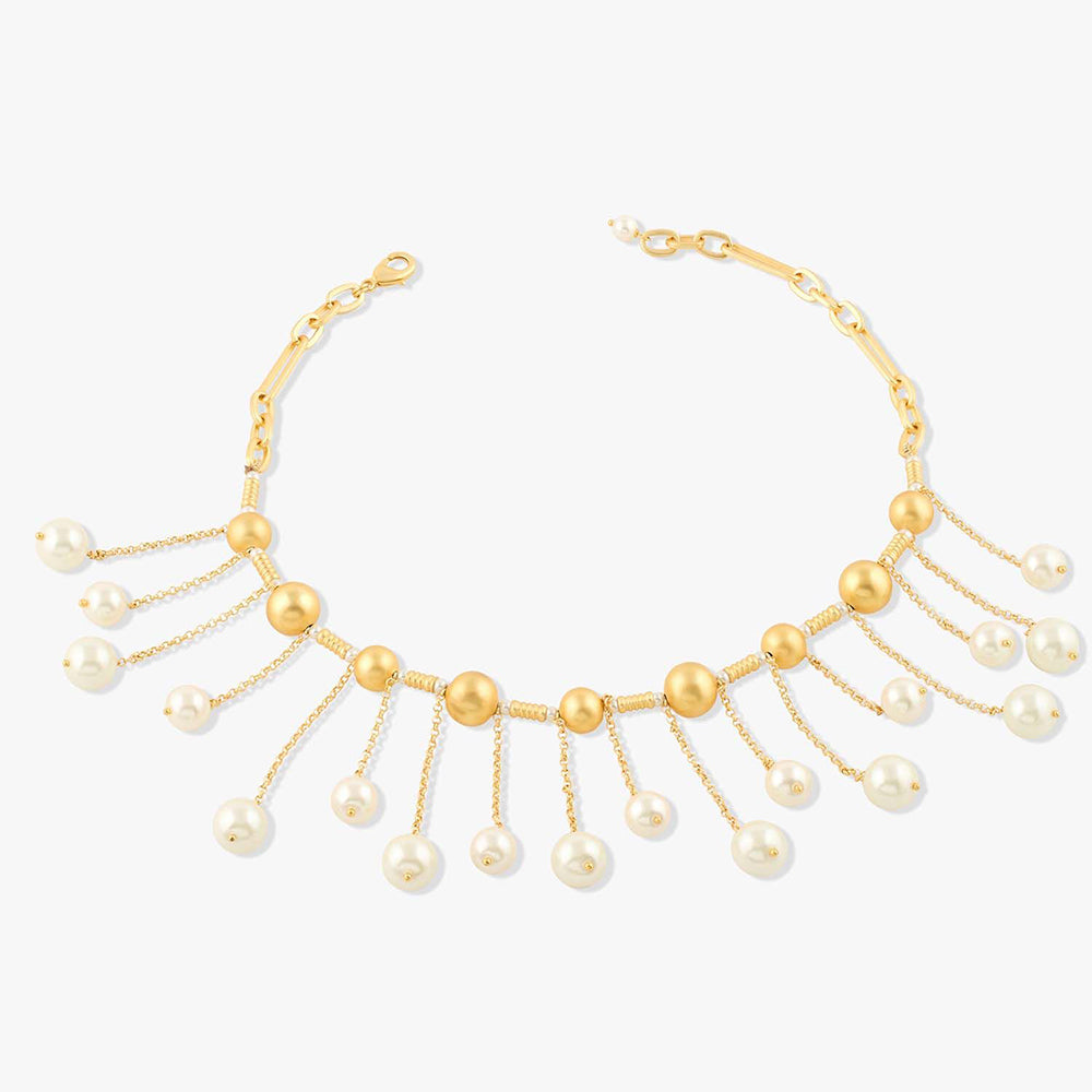 Joules By Radhika Selket Gold Plated White Pearl Necklace