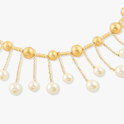 Joules By Radhika Selket Gold Plated White Pearl Necklace