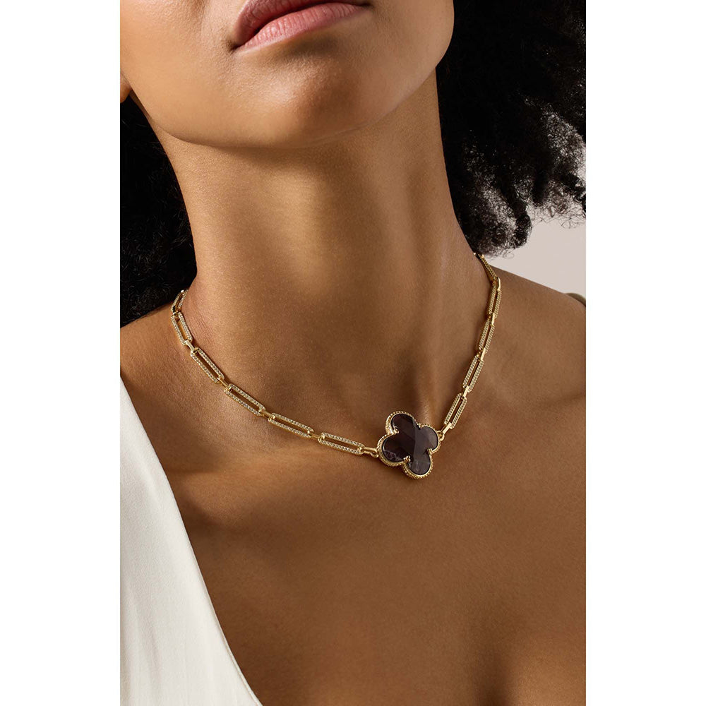 Joules By Radhika Lysari Gold Plated Brown Stone Necklace