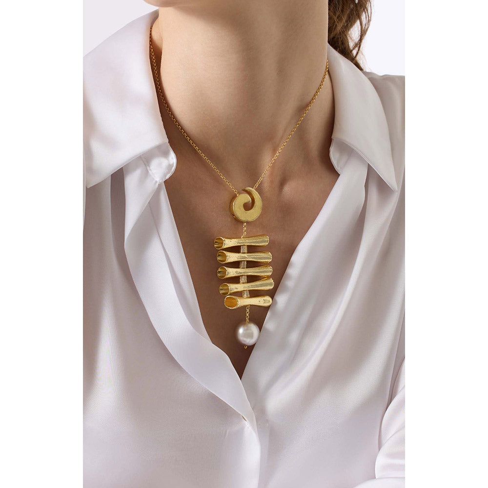 Joules By Radhika Thenira Gold Plated Pearl Stone Studded Necklace