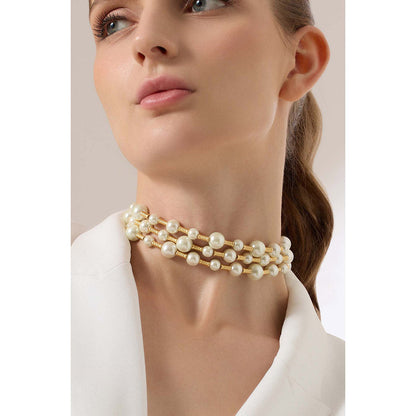 Joules By Radhika Ismara Gold Plated White Pearl Choker Necklace