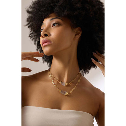 Joules By Radhika Avenza Gold Plated White Stone Necklace
