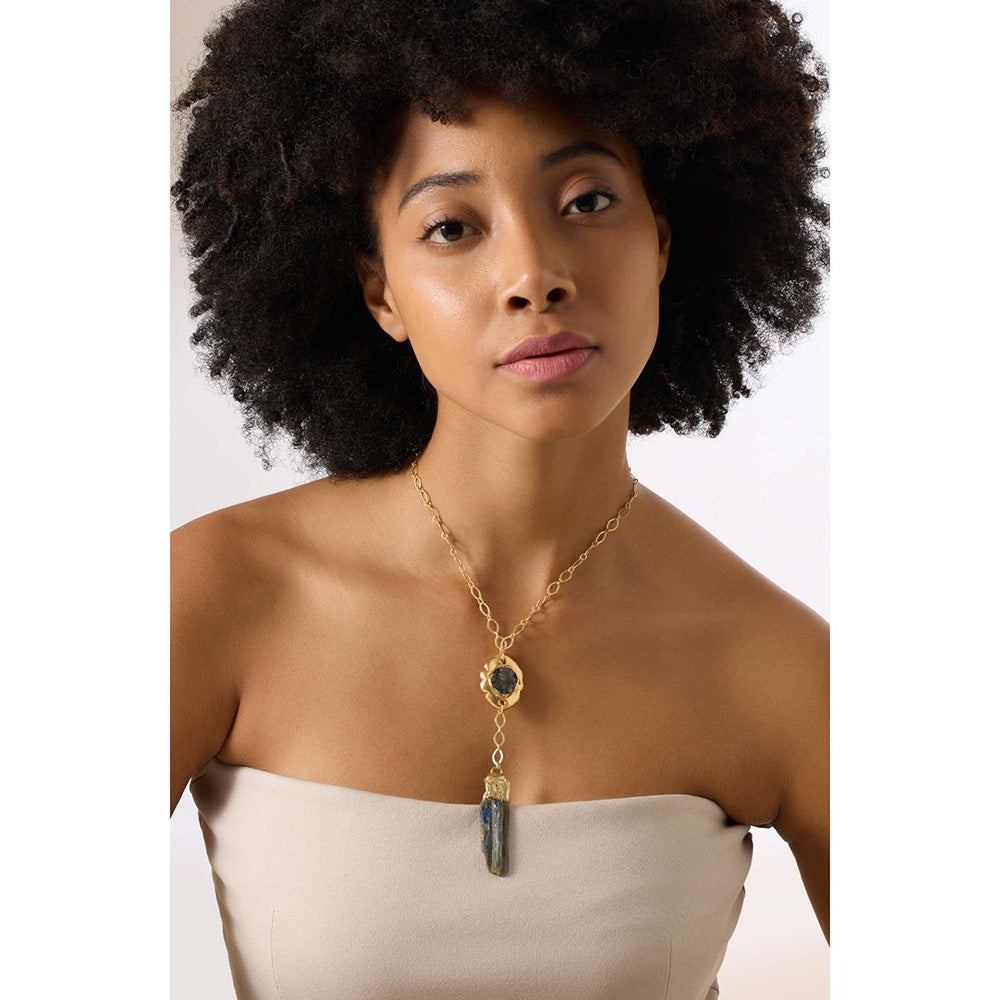 Joules By Radhika Vareth Gold Plated Black Stone Necklace