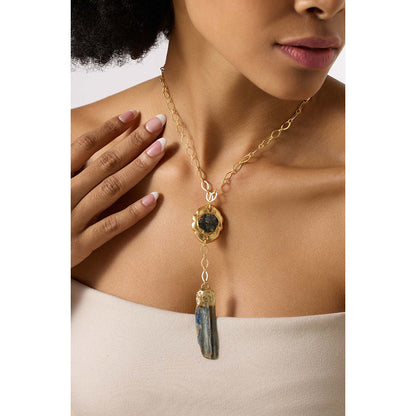 Joules By Radhika Vareth Gold Plated Black Stone Necklace