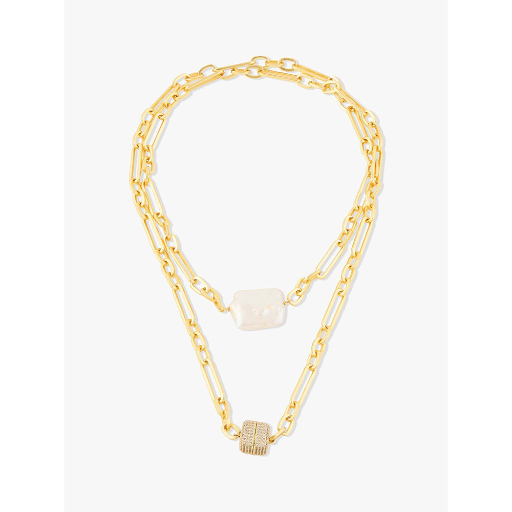 Joules By Radhika Uzara Gold Plated White Stone Necklace
