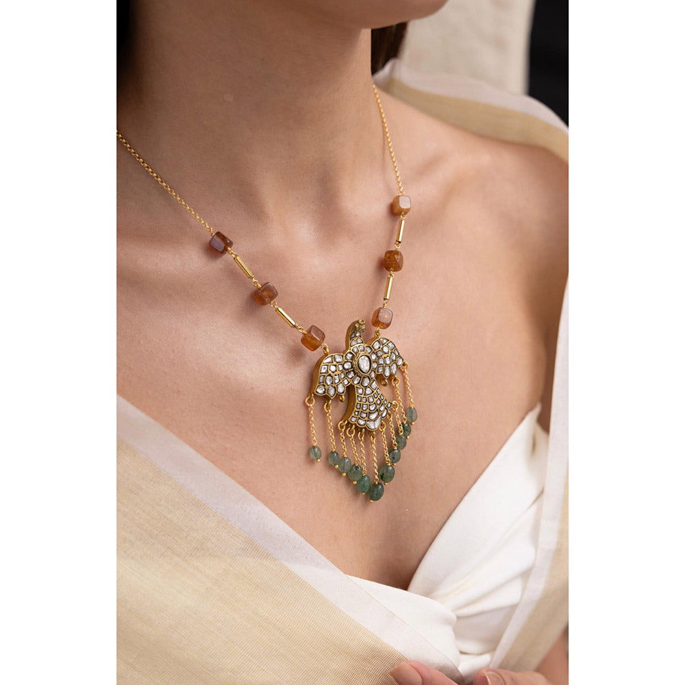 Joules By Radhika Zulekha Brown Kundan Stone Studded Necklace