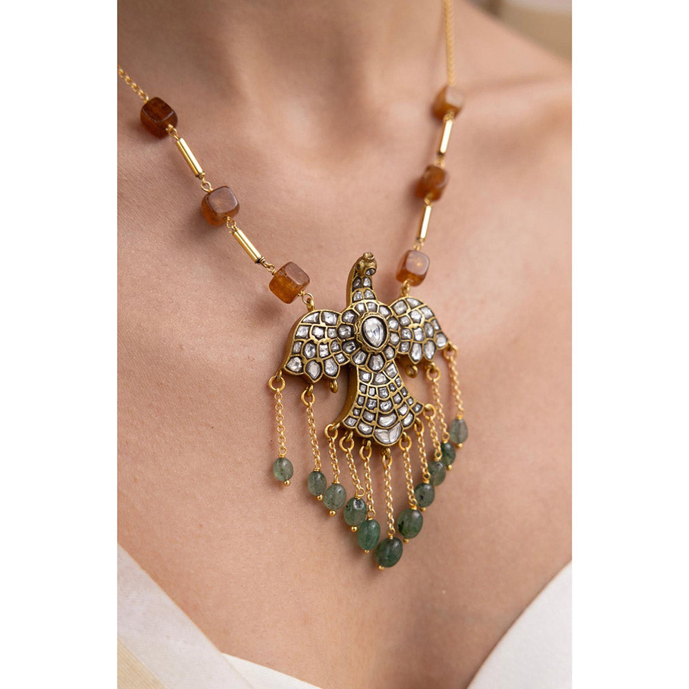Joules By Radhika Zulekha Brown Kundan Stone Studded Necklace