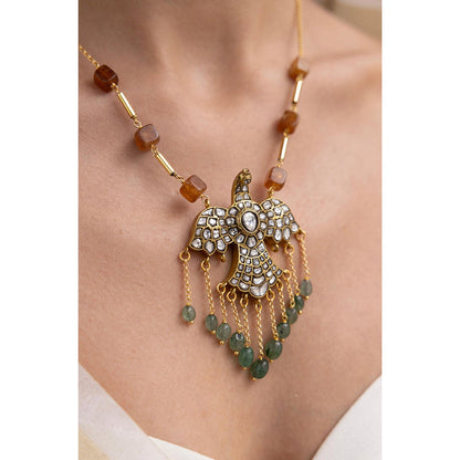 Joules By Radhika Zulekha Brown Kundan Stone Studded Necklace
