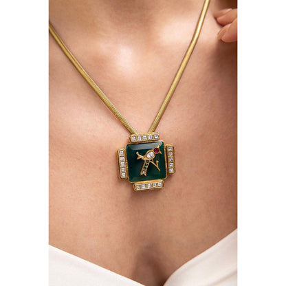 Joules By Radhika Sreshta Green Sparrow Motif Kundan Necklace