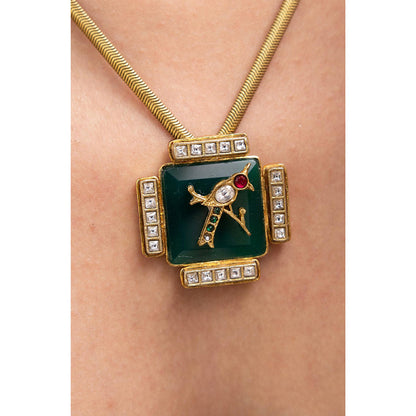 Joules By Radhika Sreshta Green Sparrow Motif Kundan Necklace