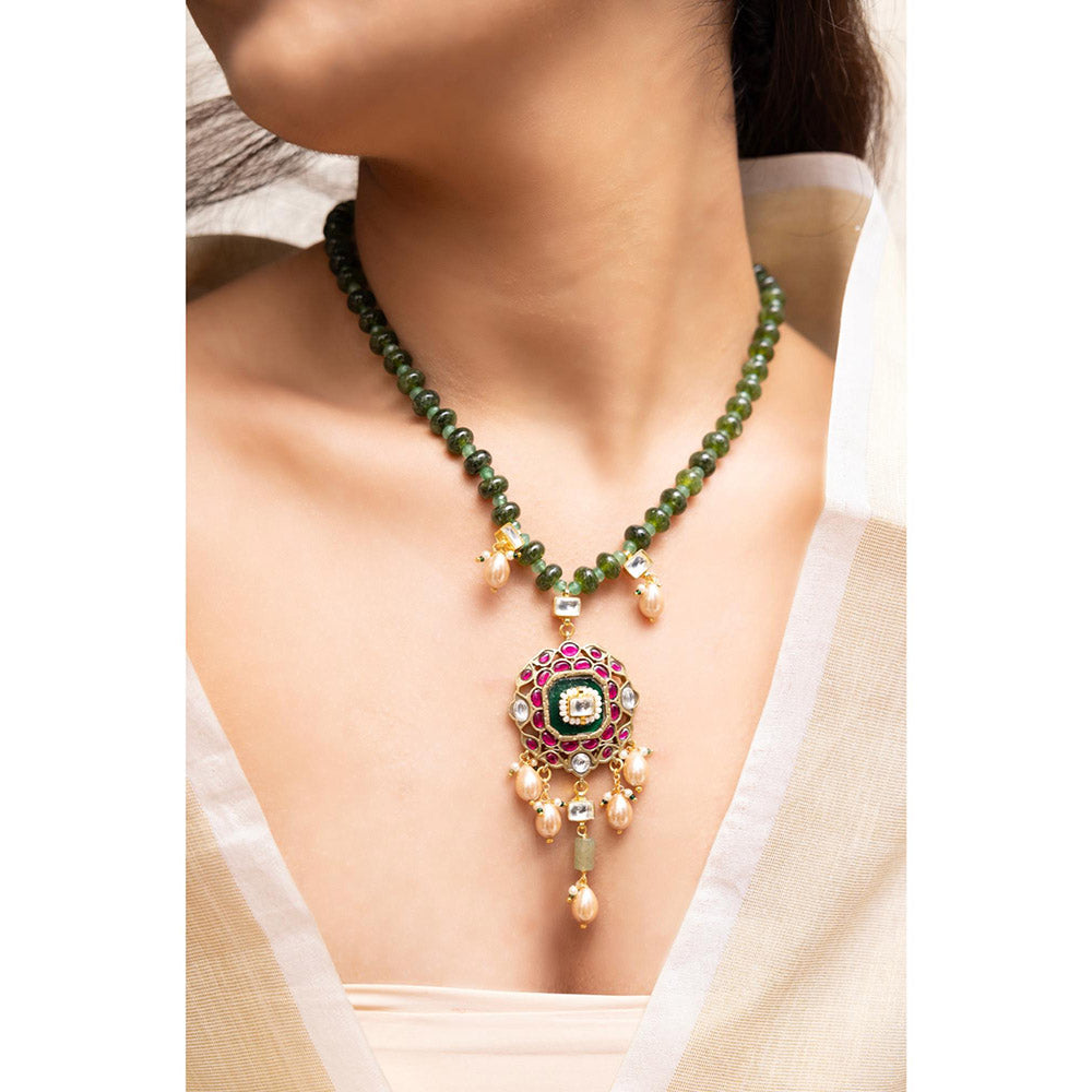 Joules By Radhika Kalira Multi-Color Kundan Pearl Necklace