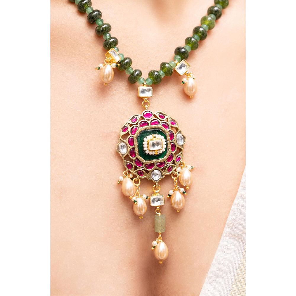 Joules By Radhika Kalira Multi-Color Kundan Pearl Necklace