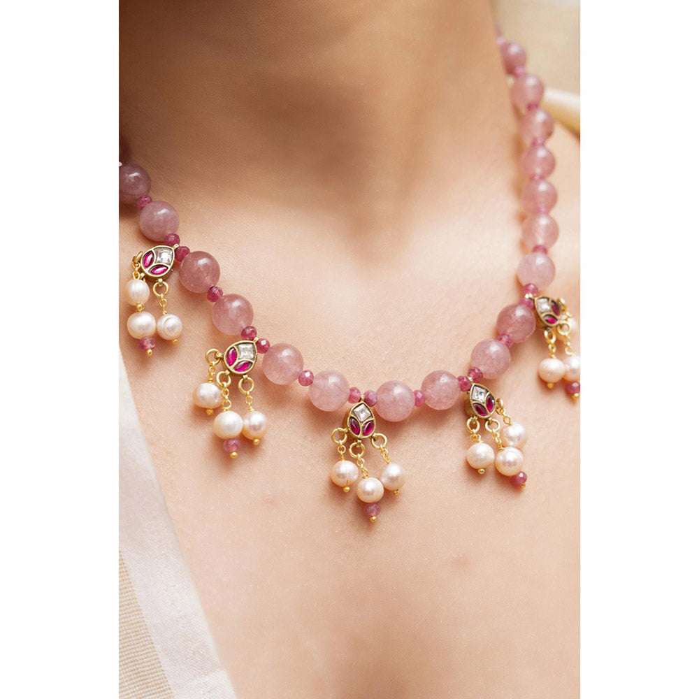 Joules By Radhika Varuni Pastel Pink Pearl Necklace