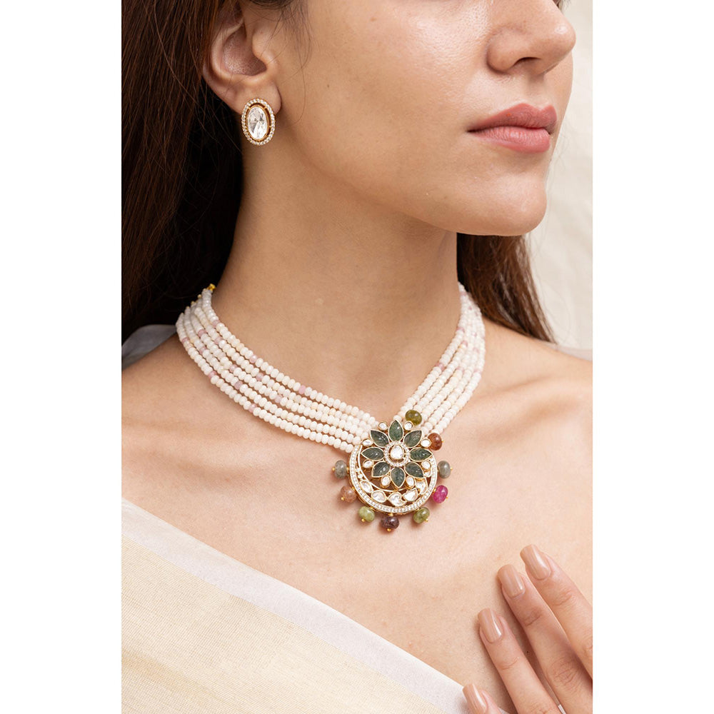 Joules By Radhika Reeva Multi-Color Beads Kundan Necklace Set