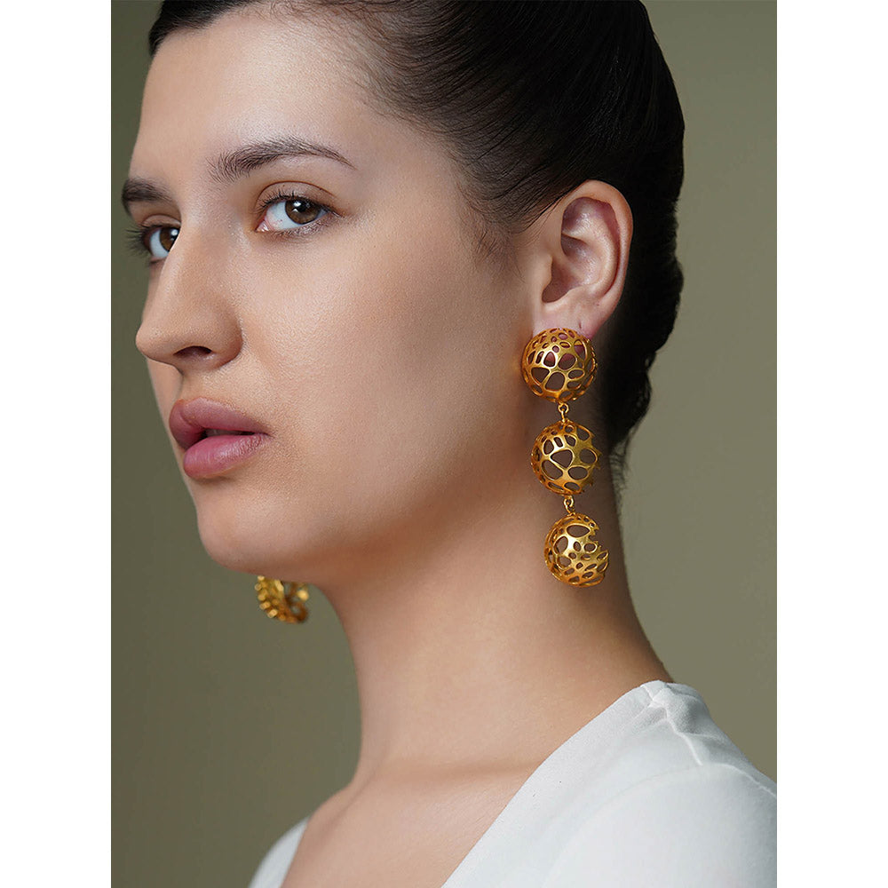 Joules By Radhika Golden Hive Dangler Earrings