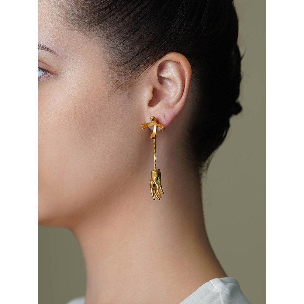 Joules By Radhika Gold Elora Leaf Drop Earrings