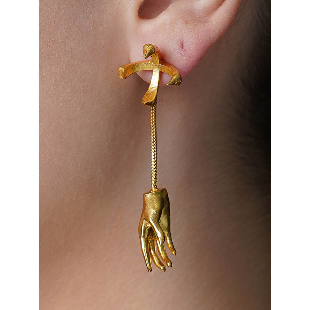 Joules By Radhika Gold Elora Leaf Drop Earrings