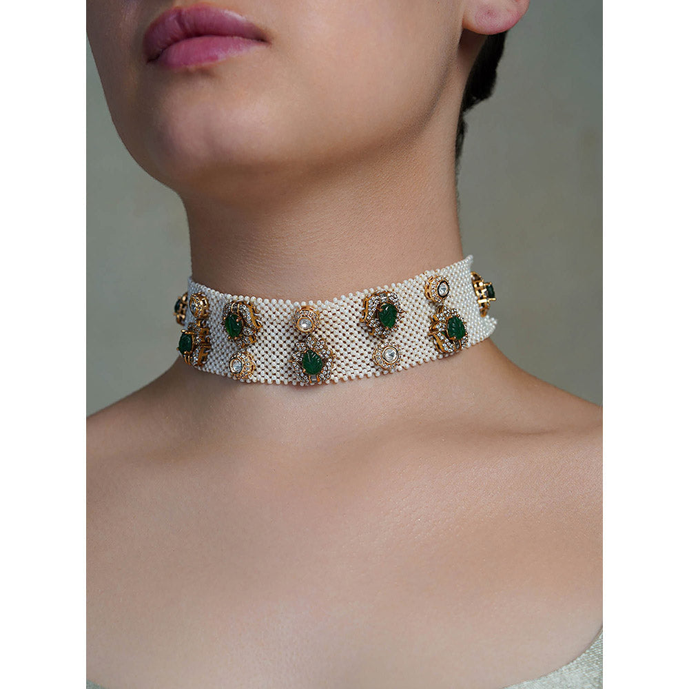 Joules By Radhika Multi-Color Emerald Bloom Choker
