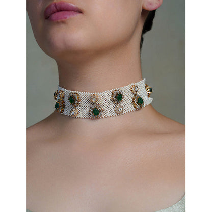 Joules By Radhika Multi-Color Emerald Bloom Choker