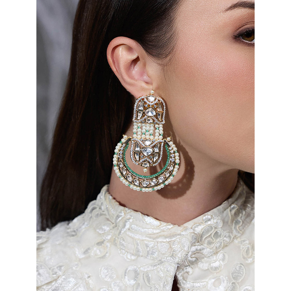 Joules By Radhika Multi-Color Zamrud Noor Chandbali Earrings