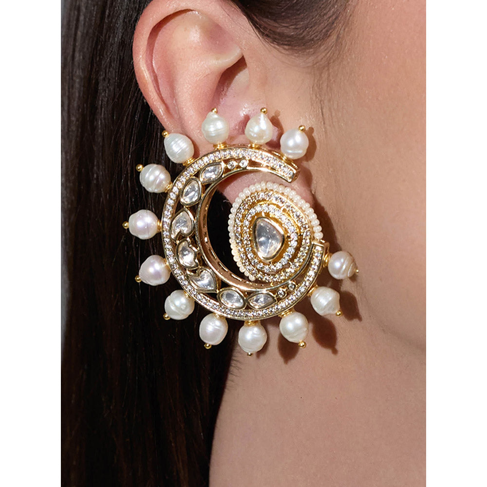 Joules By Radhika White Shaan Stone Stud Earrings