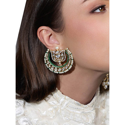 Joules By Radhika White Mintara Crescent Chandbali Earrings