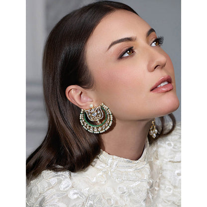 Joules By Radhika White Mintara Crescent Chandbali Earrings