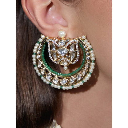 Joules By Radhika White Mintara Crescent Chandbali Earrings