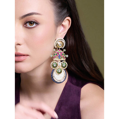 Joules By Radhika Multi-Color Zayra Meena Dangler Earrings