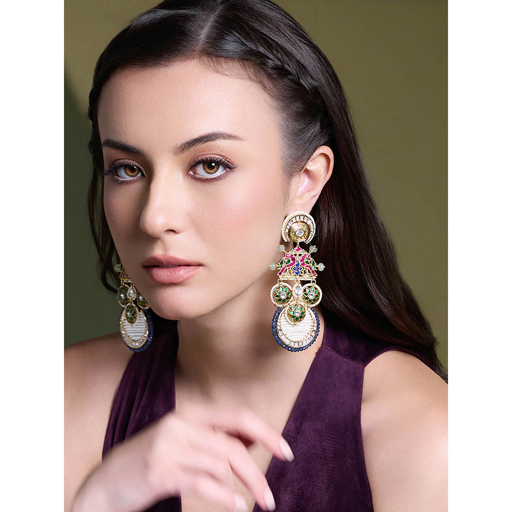 Joules By Radhika Multi-Color Zayra Meena Dangler Earrings