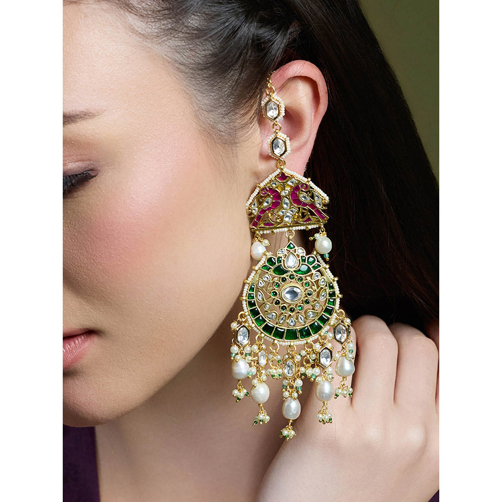 Joules By Radhika Multi-Color Royale Stone Chandbali Earrings