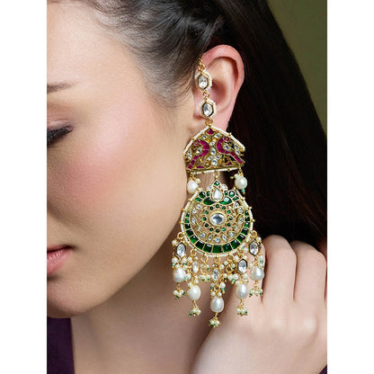 Joules By Radhika Multi-Color Royale Stone Chandbali Earrings