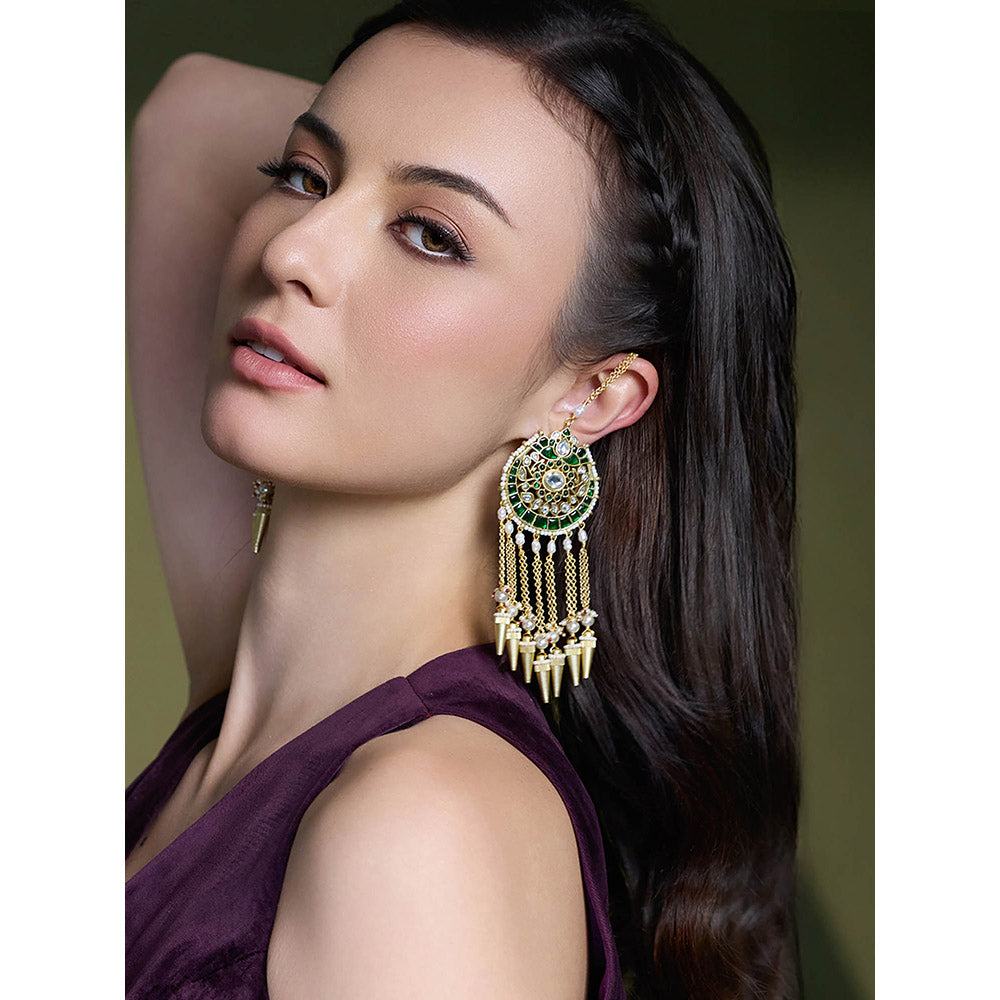 Joules By Radhika Multi-Color Regal Dazzle Drop Chandbali Earrings